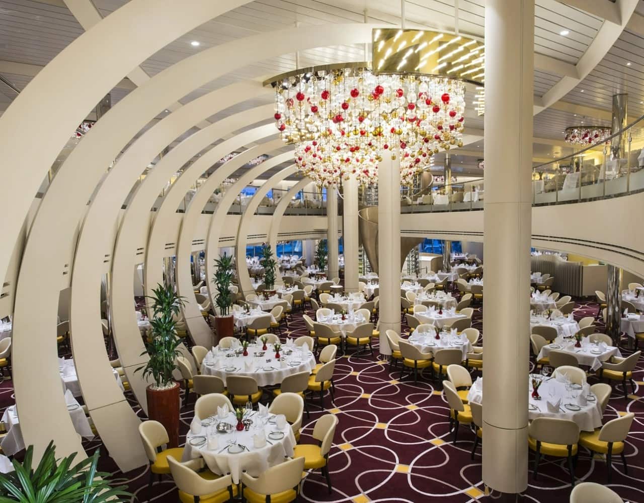The Dining Room onboard a Holland America ship.
